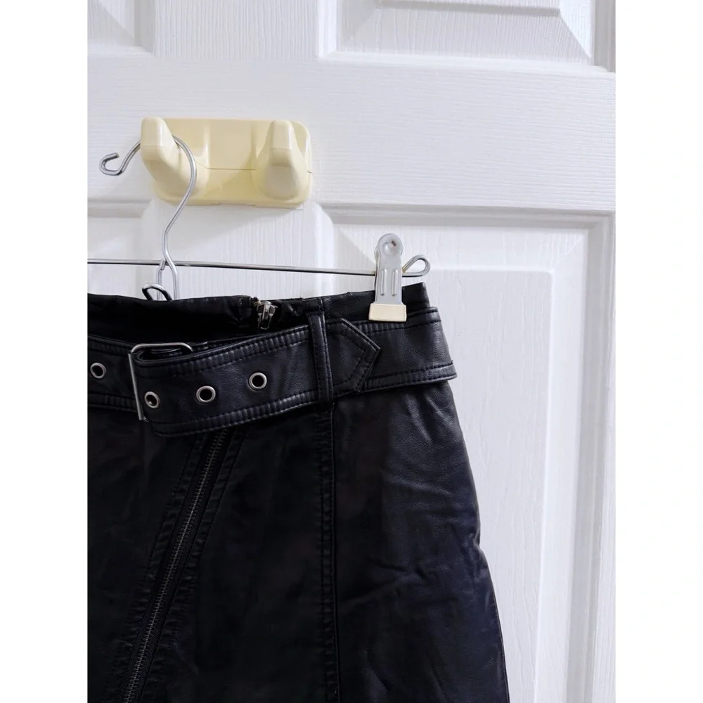 Free People Feelin’ Fresh Vegan Leather Mini Skirt in Black